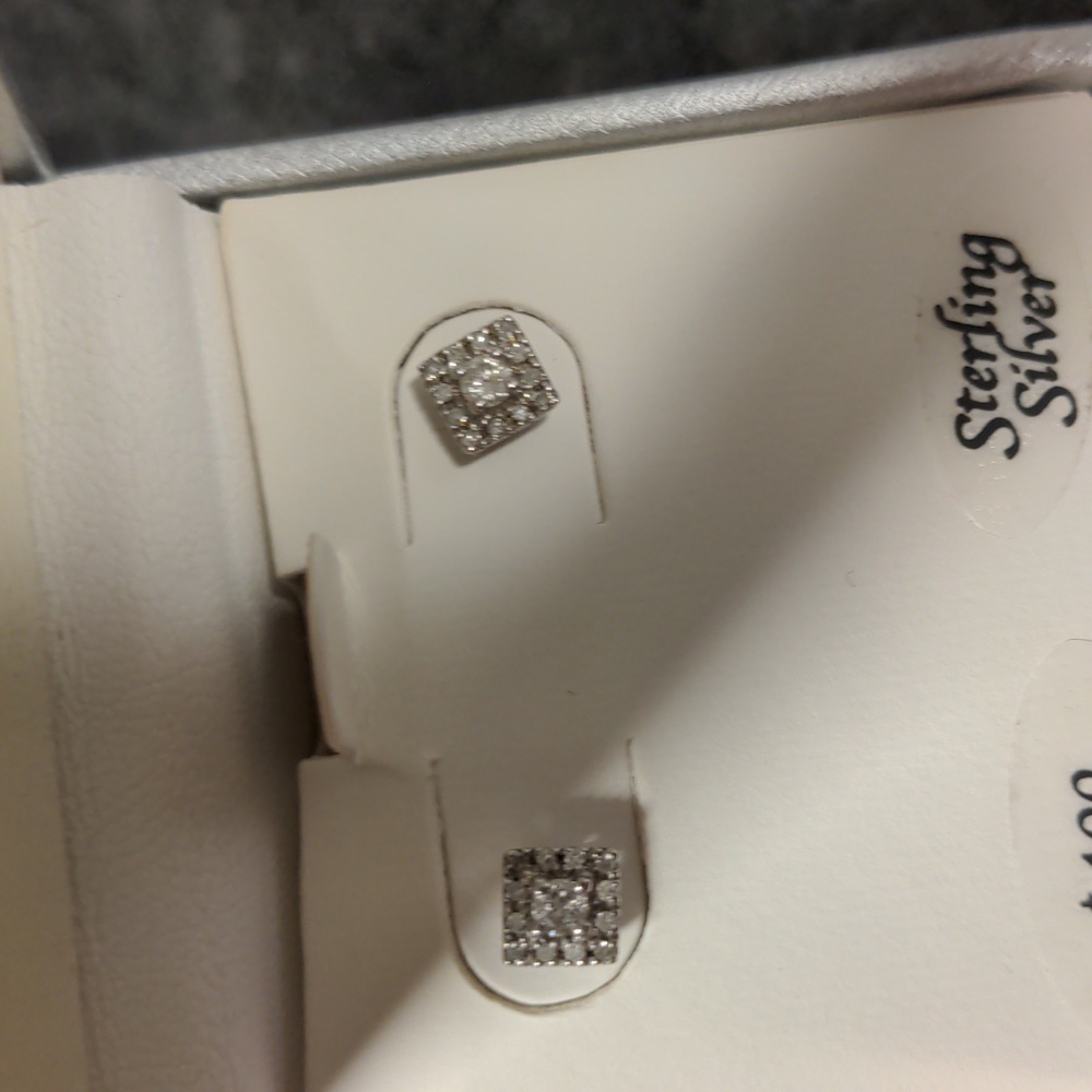 Beautiful sterling silver diamond earrings